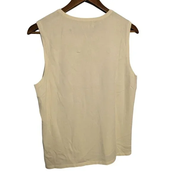 Charter Club Womens Ivory Sleeveless Knit Tank Top L Cotton classic quiet luxury - Picture 2 of 10
